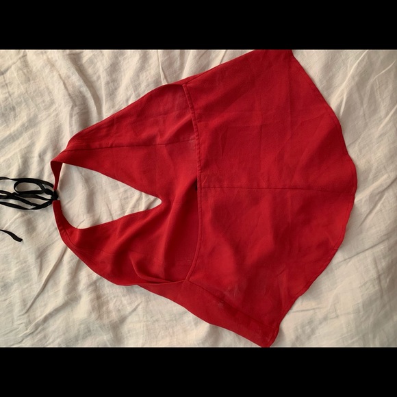 SEXY LOW BACK RED HALTER TOP - Picture 4 of 7